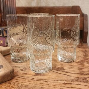 Normandy Crystal Clear Textured Glass Tumblers by Libbey Set Of 4